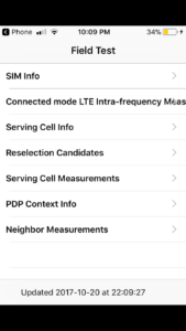 Apple iPhone field test menu